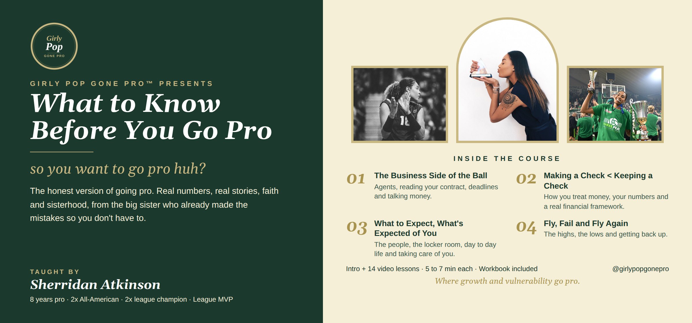 Girly Pop Gone Pro presents What to Know Before You Go Pro, a step-by-step guide to going pro, taught by Sherridan Atkinson.